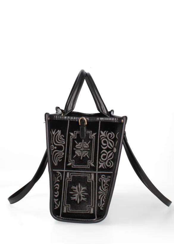 Borsa Shopping nera con disegni grigi MYB-248102OSSIDIANA GREY MY BEST BAG