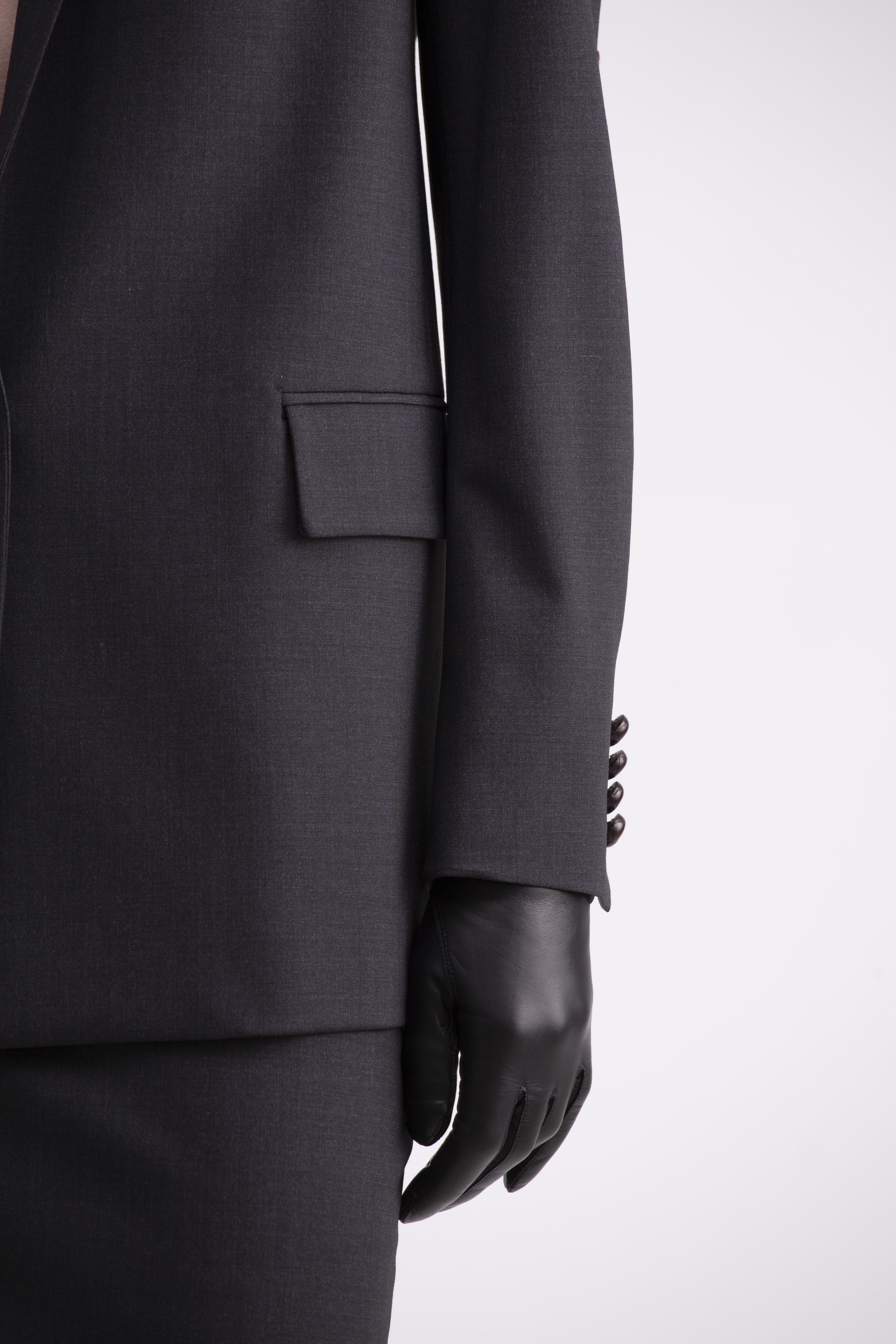 Giacca monopetto grigia scura con toppe marroni in sued GC05ROA1031900 GENTE