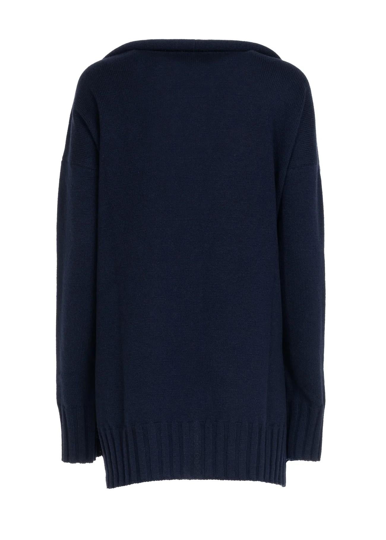 Cardigan lungo blu navy in lana e cashmere 8600K50006 LES FILLES D'EVA