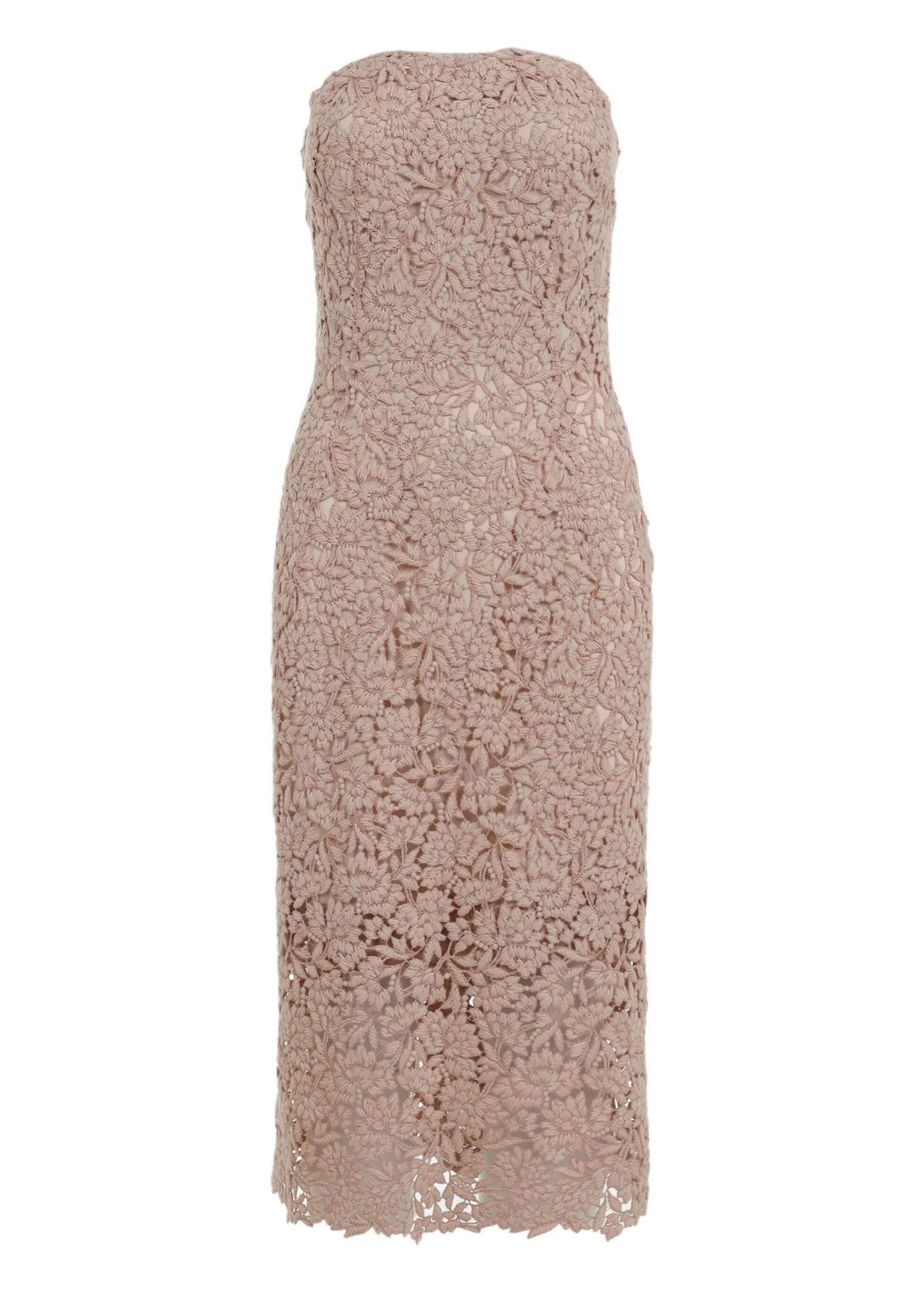 Abito midi in pizzo beige senza spalline D472Q341UYOUYO61210 ERMANNO SCERVINO