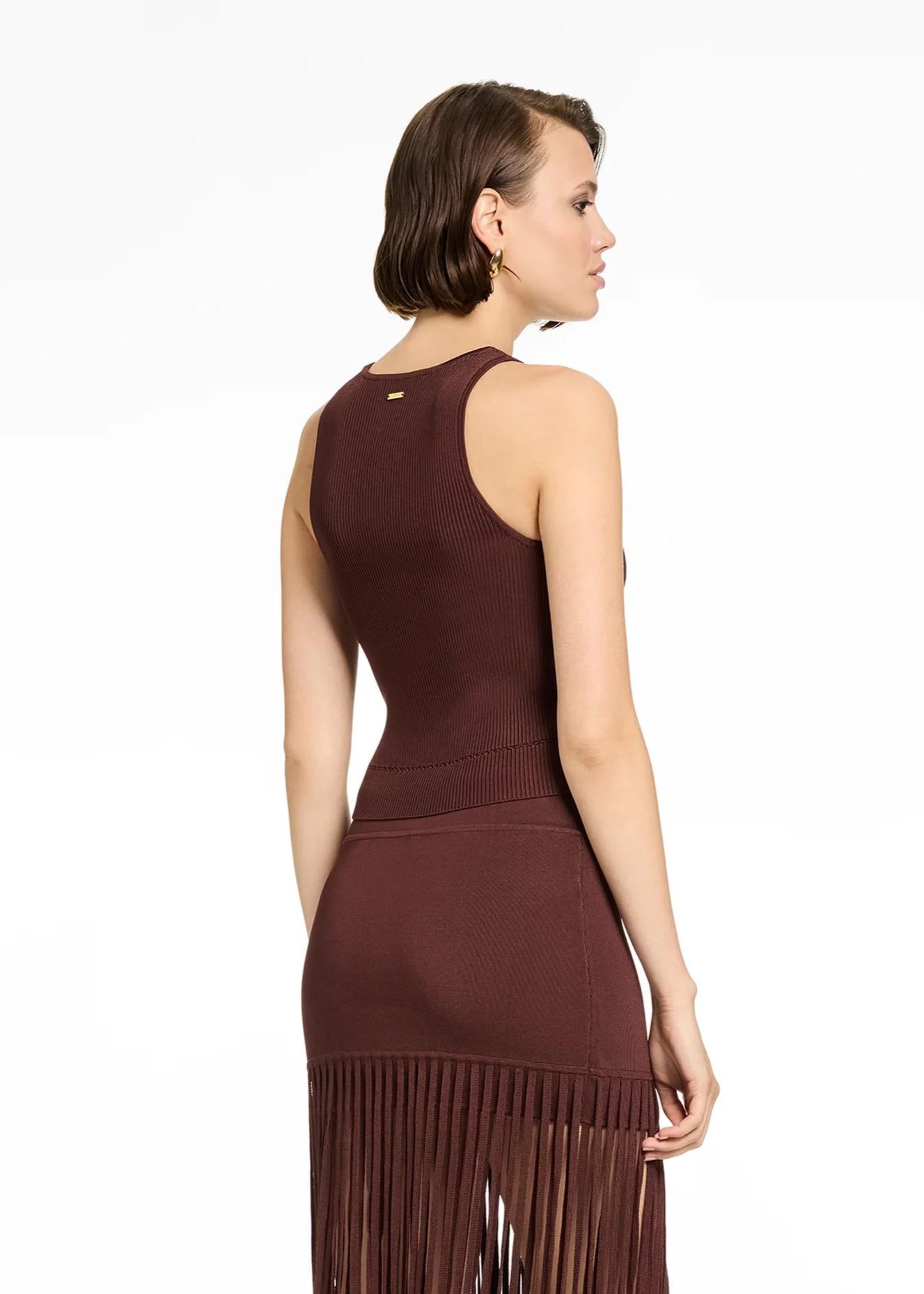 Top senza maniche marrone in tessuto strutturato TR6100N040DEEP SPICE TOCCIN