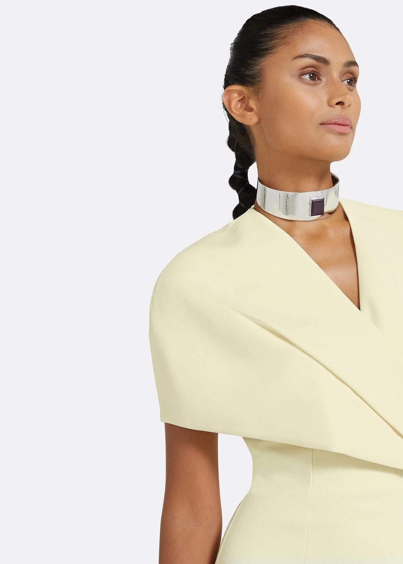 Abito Midi in crepe color burro con scollo a V e top plissettato avvolgente D420.1BUTTERMILK SAFIYAA