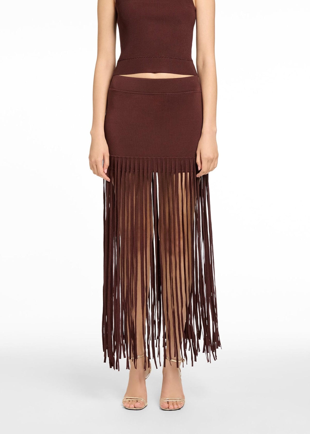 Gonna Corta Marrone con Frange lunghe TR6100I037DEEP SPICE TOCCIN