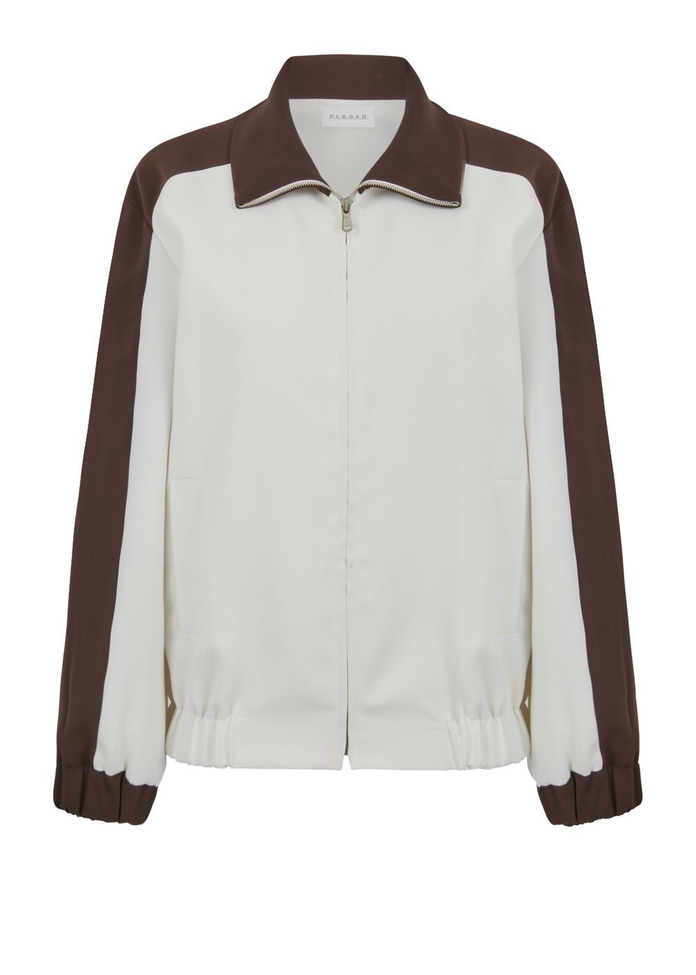 Felpa bicolore in Cady bianca con banda marrone PANTY26D420466B802 P.A.R.O.S.H.