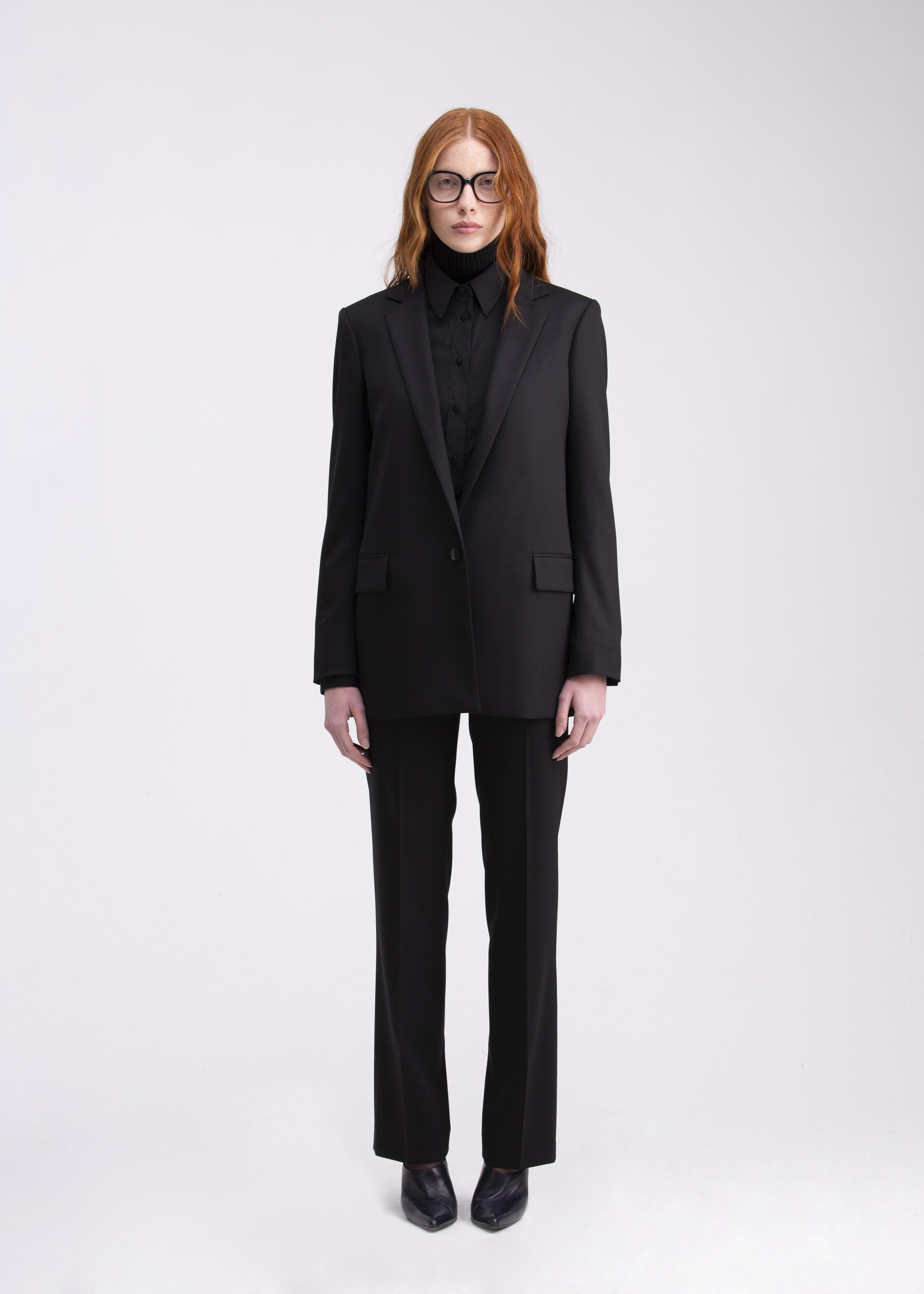 Giacca monopetto nerain lana dal taglio sartoriale GC09ROA1016999 GENTE