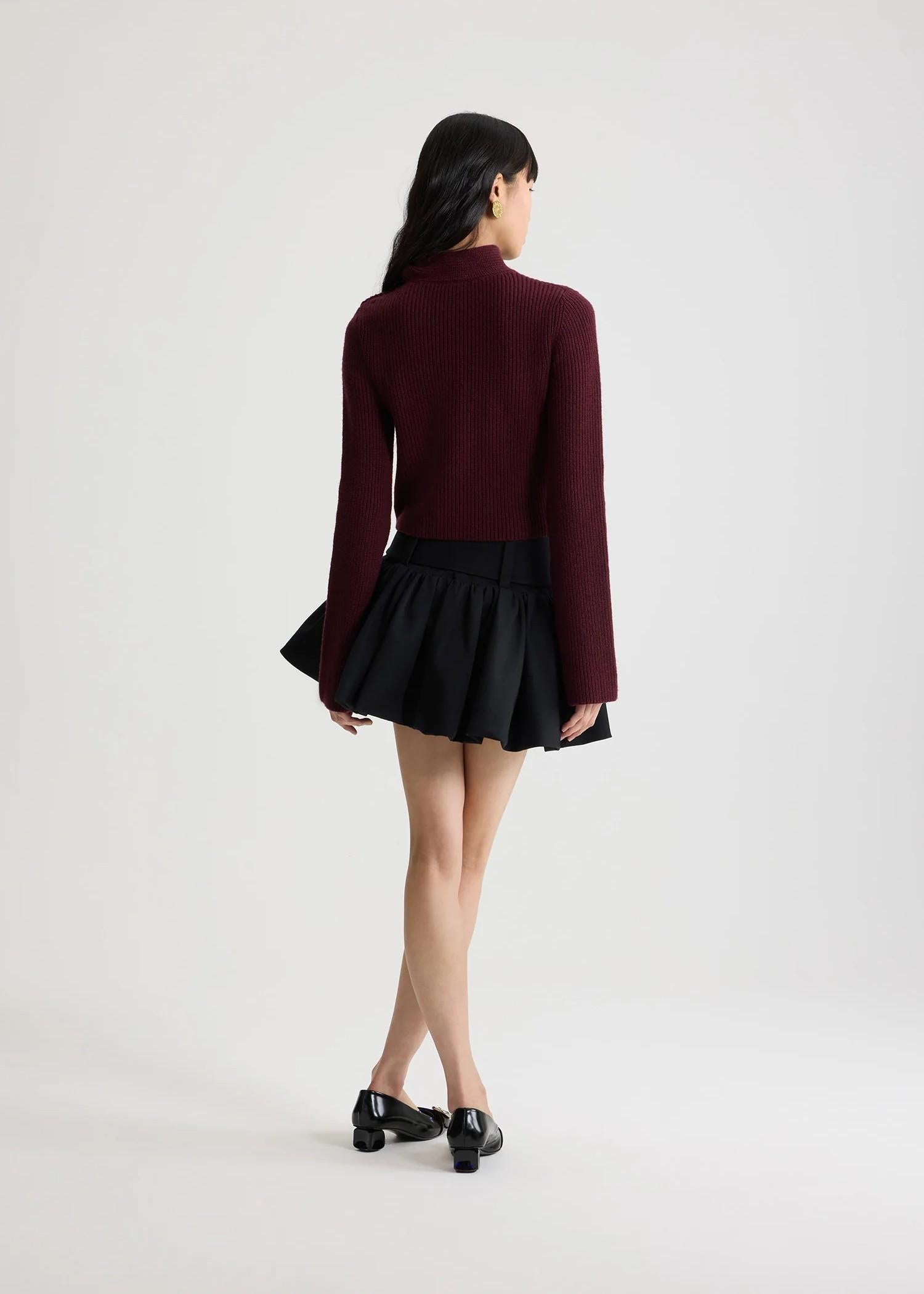 Minigonna nera a palloncino con cintura in gabardine di cotone bio SK0970074999B PATOU