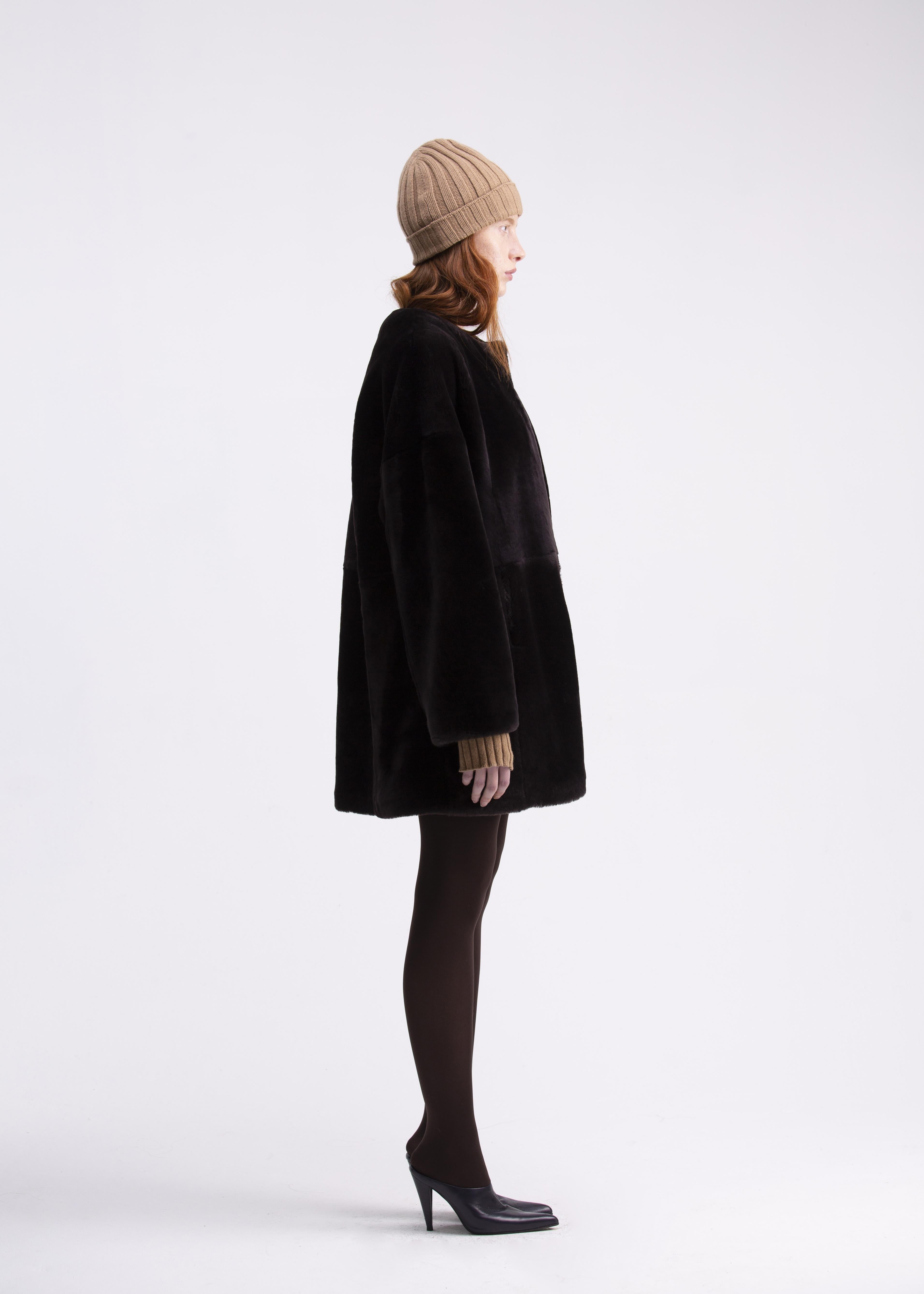 Caban girocollo in castor merino color testa di moro CP02TESTA DI MORO GENTE