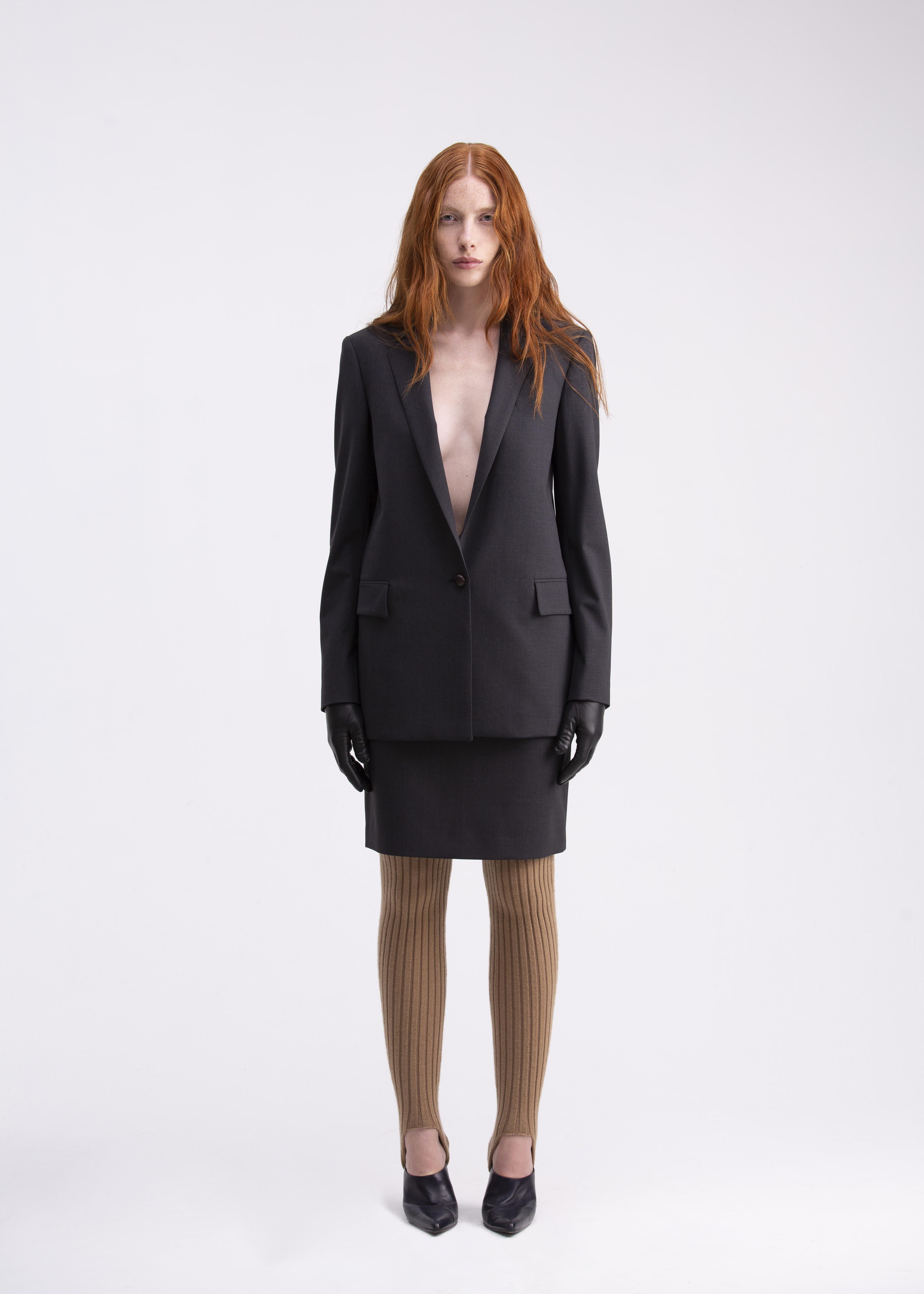 Giacca monopetto grigia scura con toppe marroni in sued GC05ROA1031900 GENTE