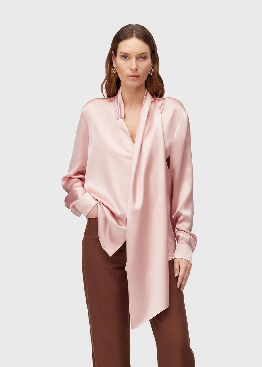 Camicia rosa 100% seta con sciarpa 02WFATO008SU03PRS168 RETORI