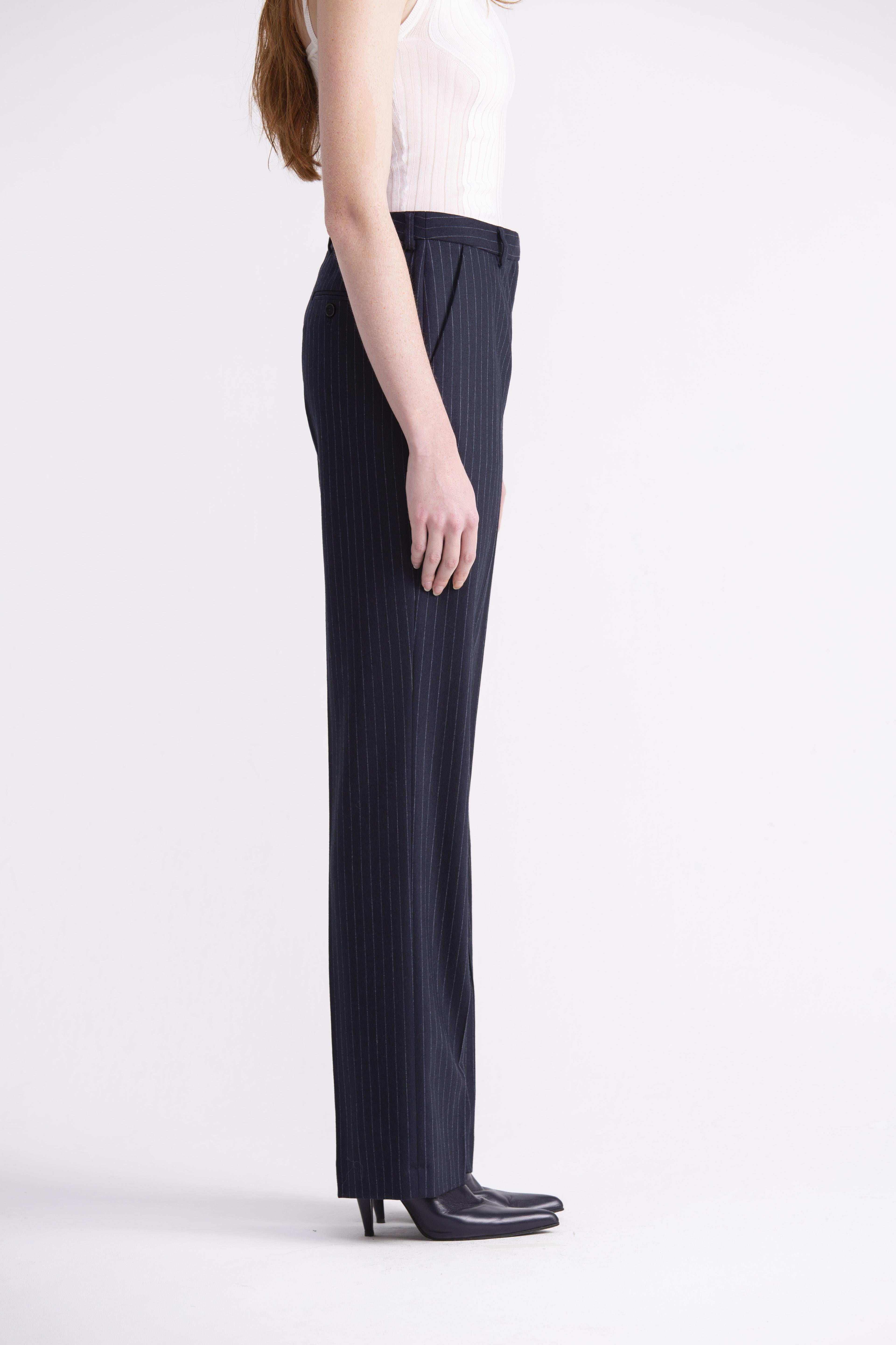 Pantaloni dritti gessati  blu scuro PN01ROA1014910 GENTE