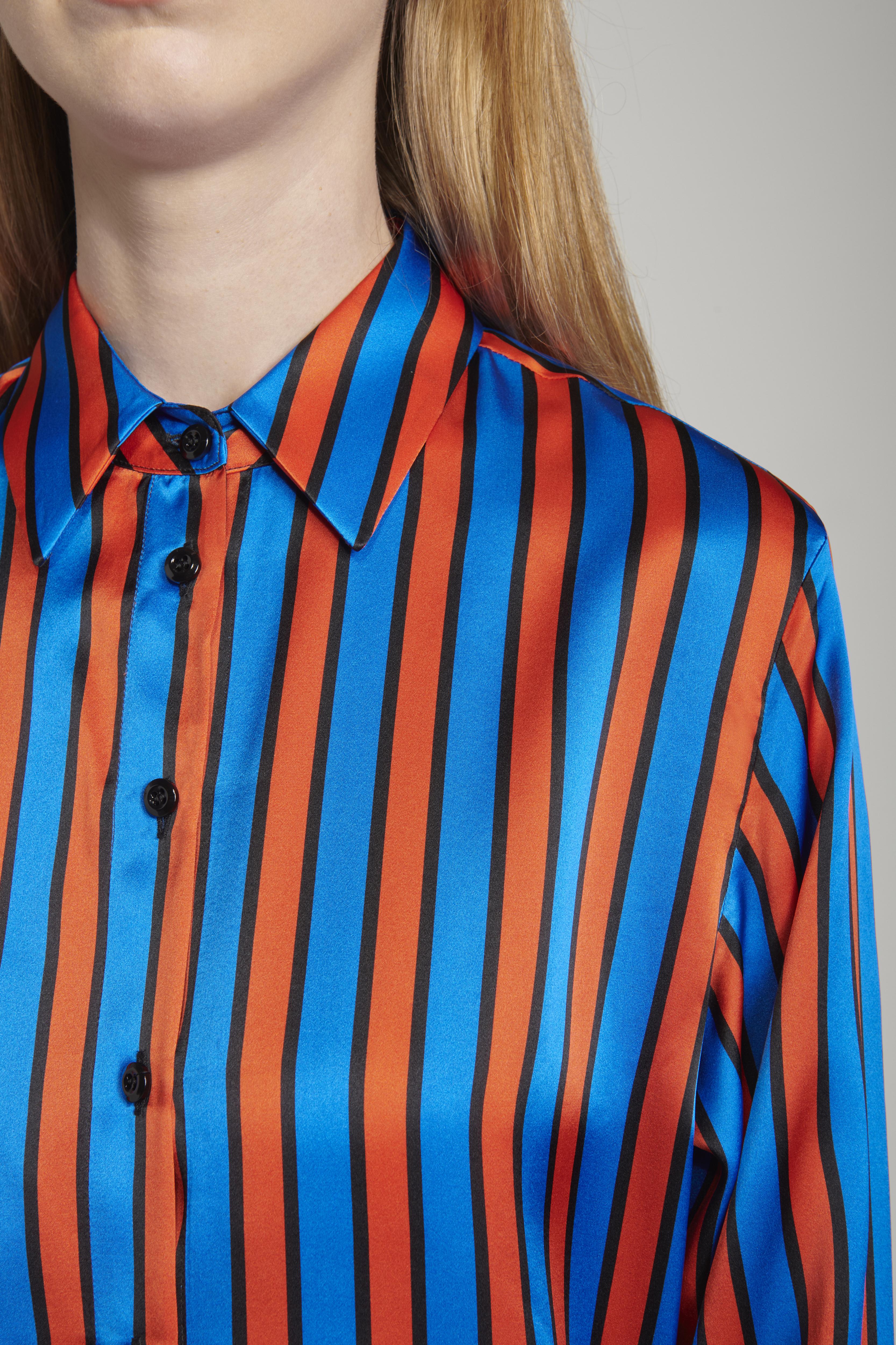 Camicia in raso a righe rosse e blu 22SGDSH200.BLUE RED GENTE