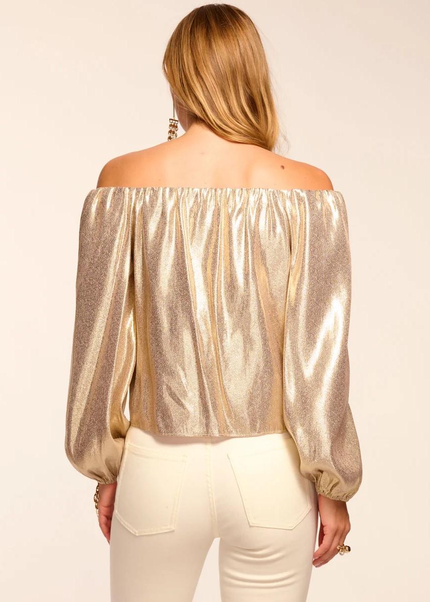 Ramy Brook Blusa Esther Oro in Seta Lamé A11252013GOLD RAMY BROOK