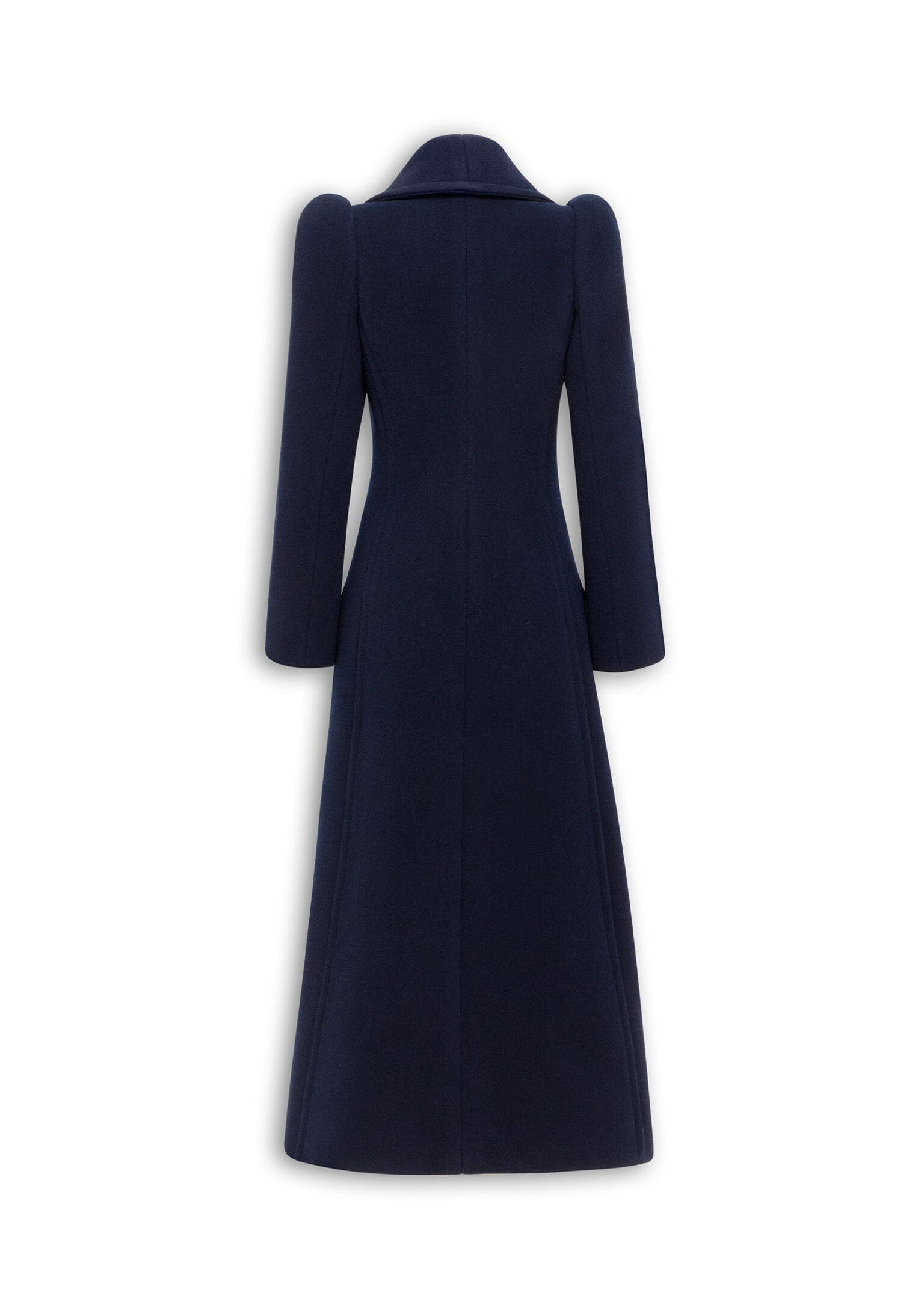 Cappotto curvo in lana blu scuro AA9M1098T473B537 ALAÏA