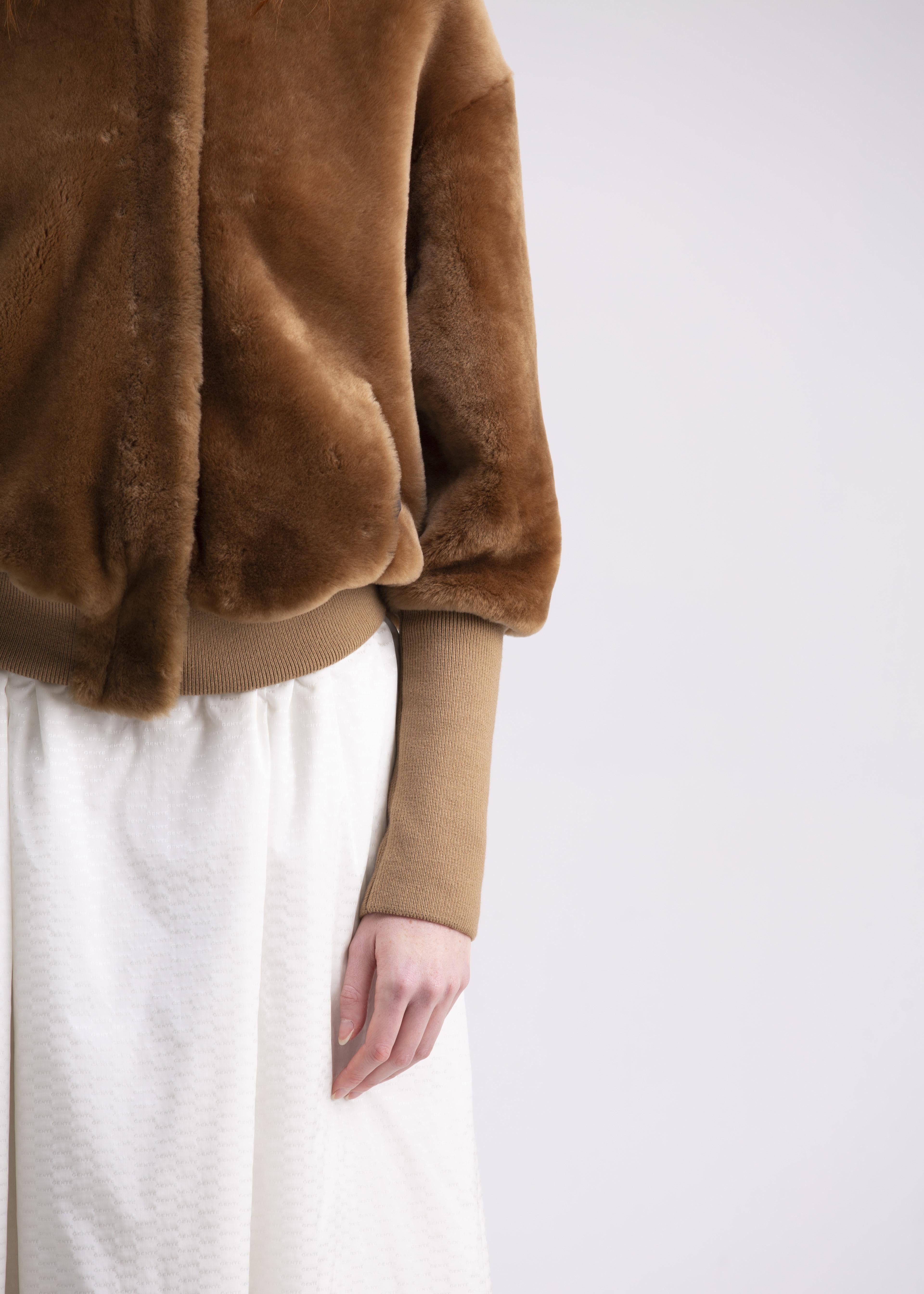 Felpa in shearling color cammello con cappuccio e tasche FP01CAMMELLO GENTE