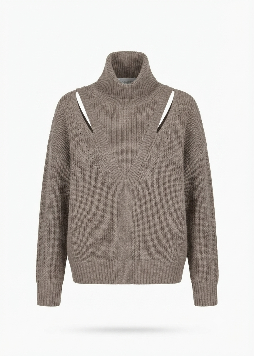 Parosh Maglia Lumb Collo Alto con Apertura sulle Spalle Grigio