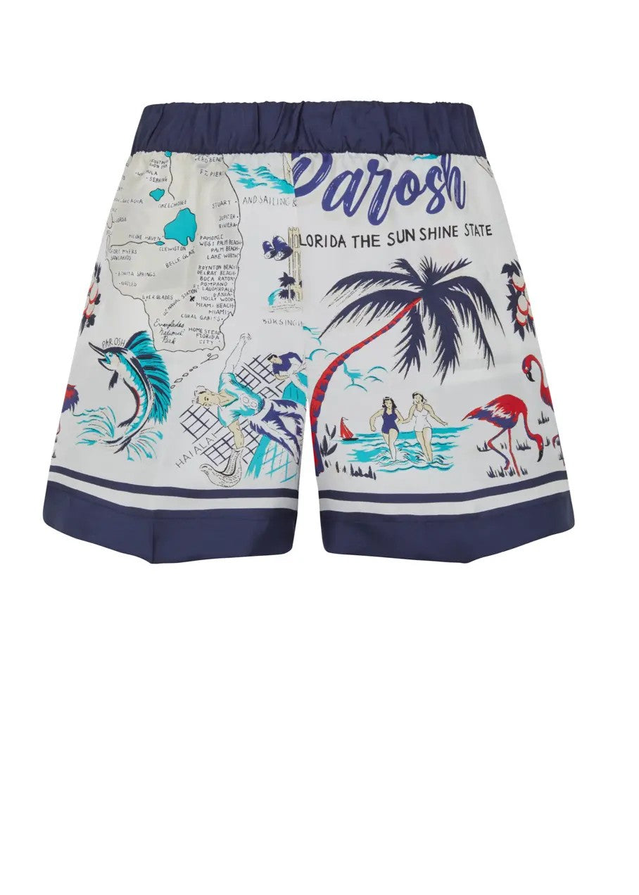 Parosh Shorts Con Stampa Scard Fantasia Blu