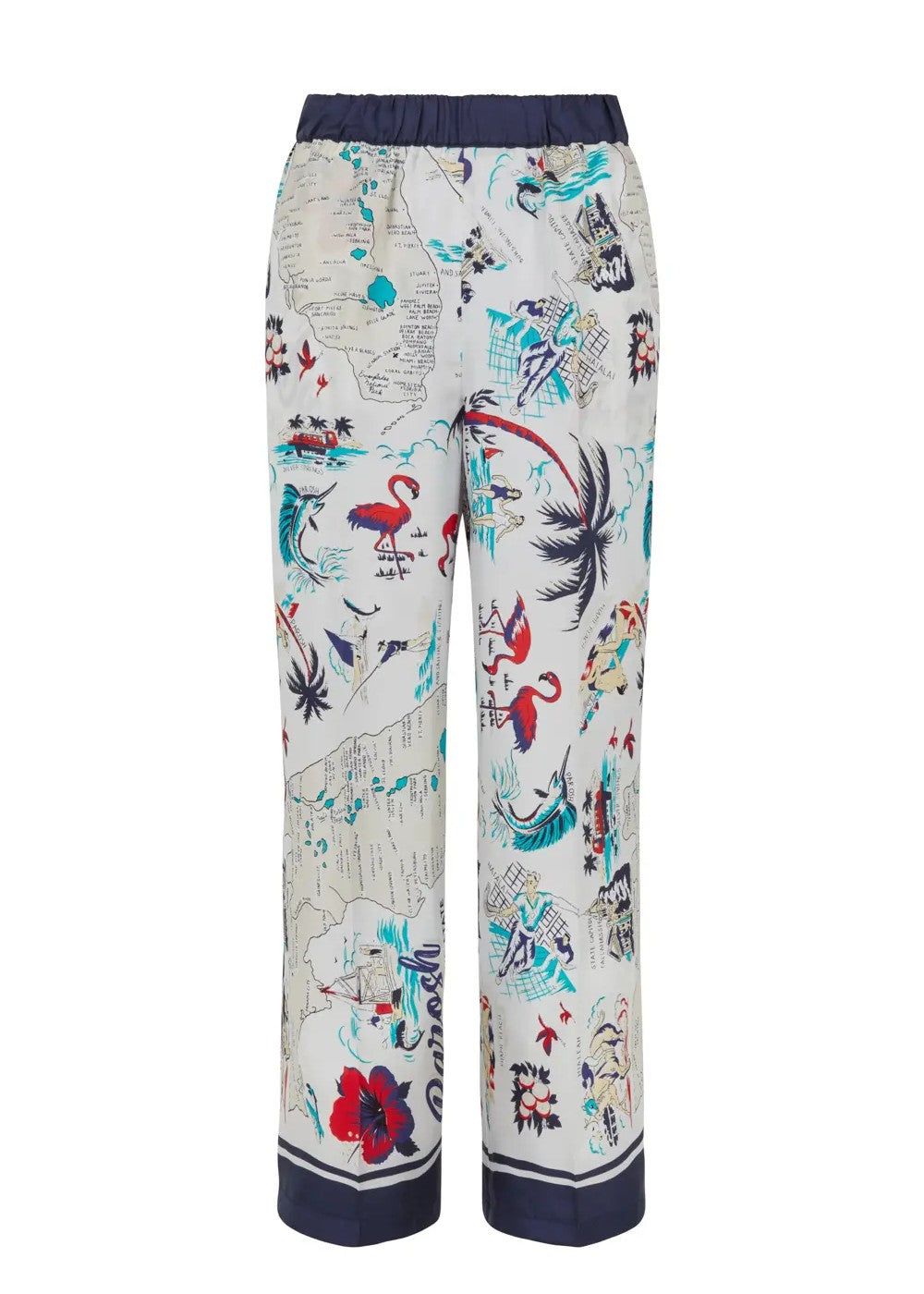 Parosh Pantalone Cropped Con Stampa Scard Fantasia Blu