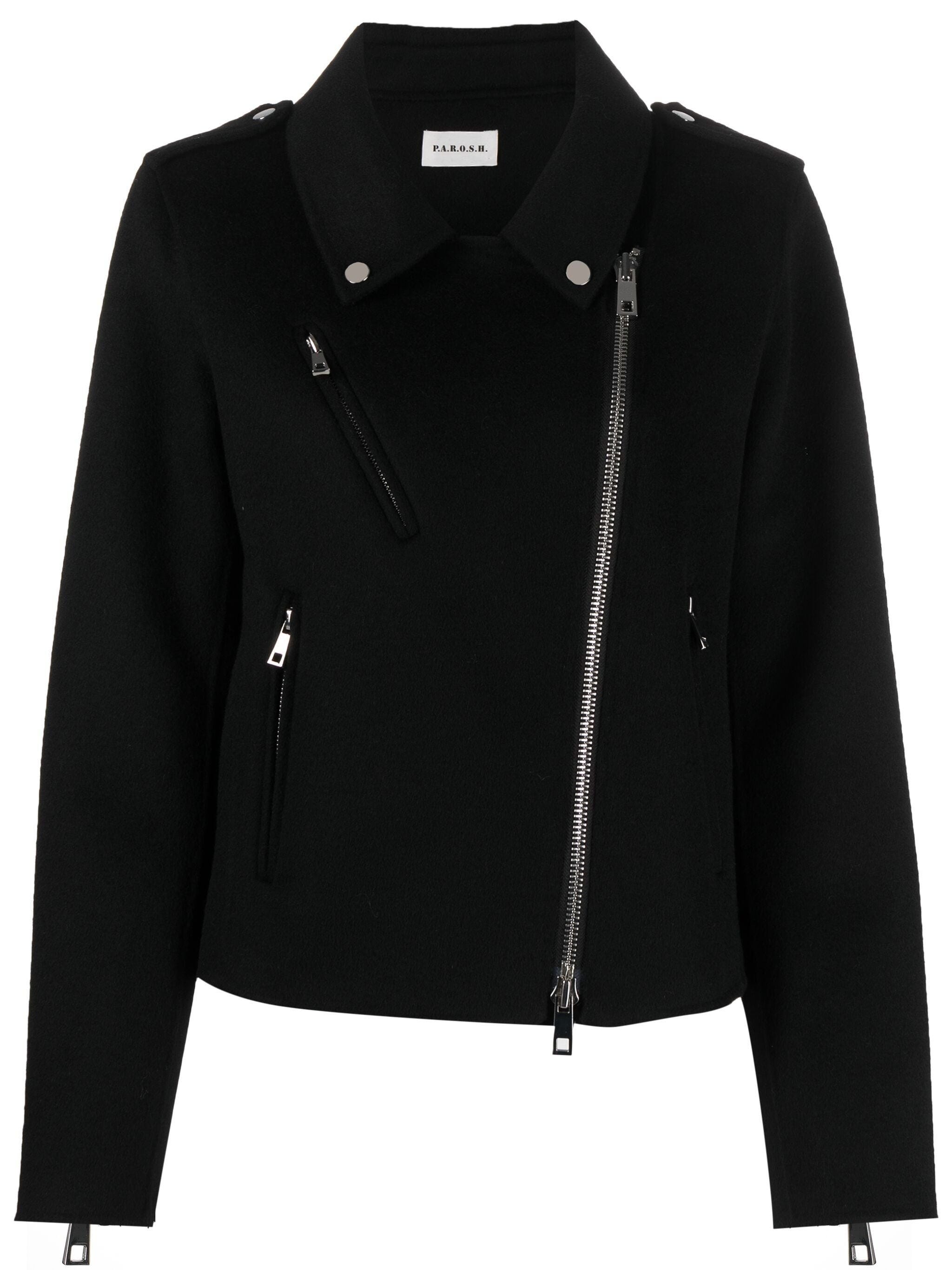 P.A.R.O.S.H ZIP-UP WOOL BIKER JACKET