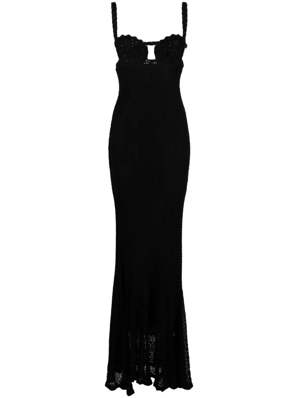 BLUMARINE BLACK LONG CROCHET DRESS