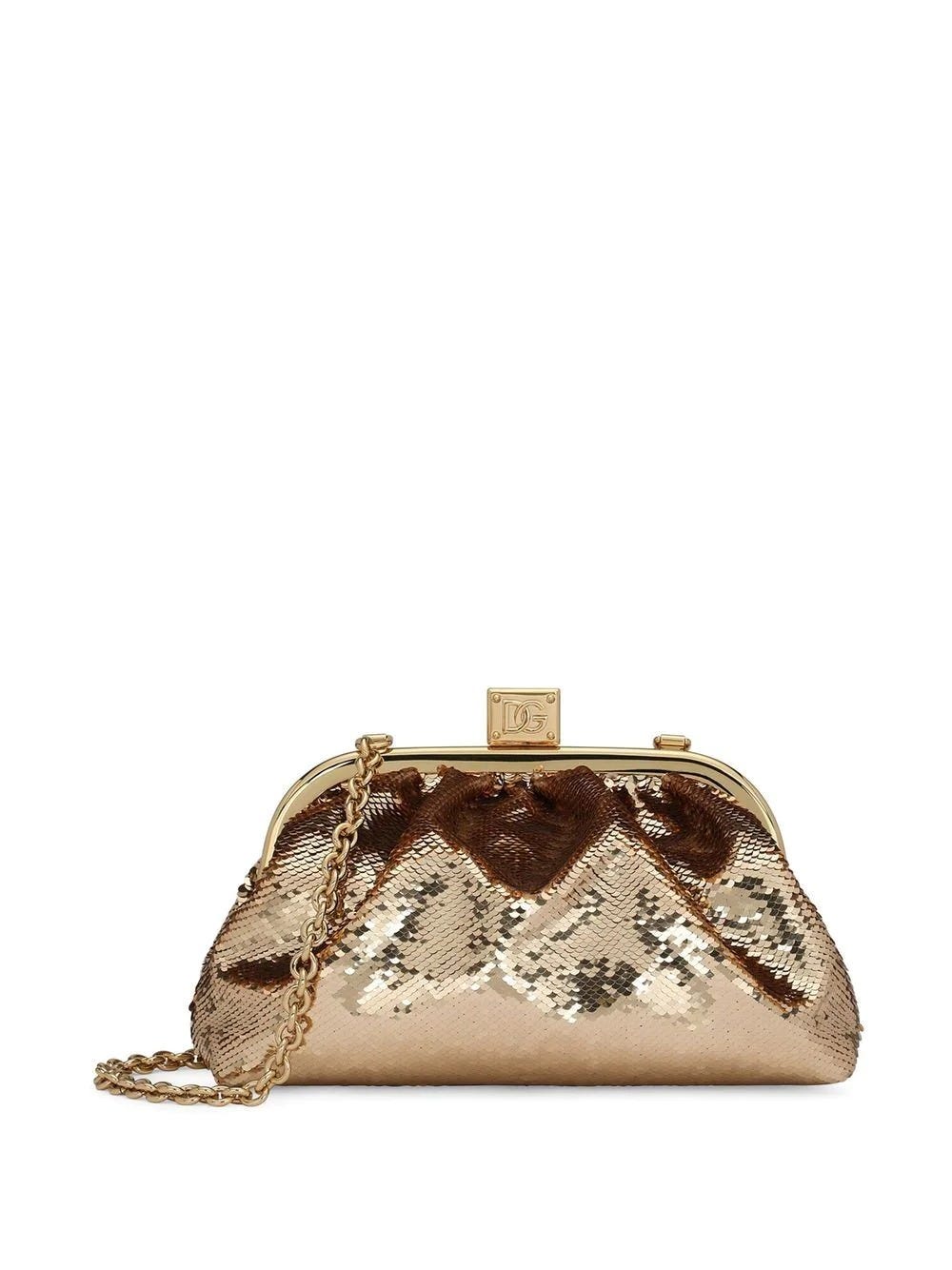 Dolce & Gabbana Maria Medium Sequinned Satin Clutch Bag In Gold | ModeSens