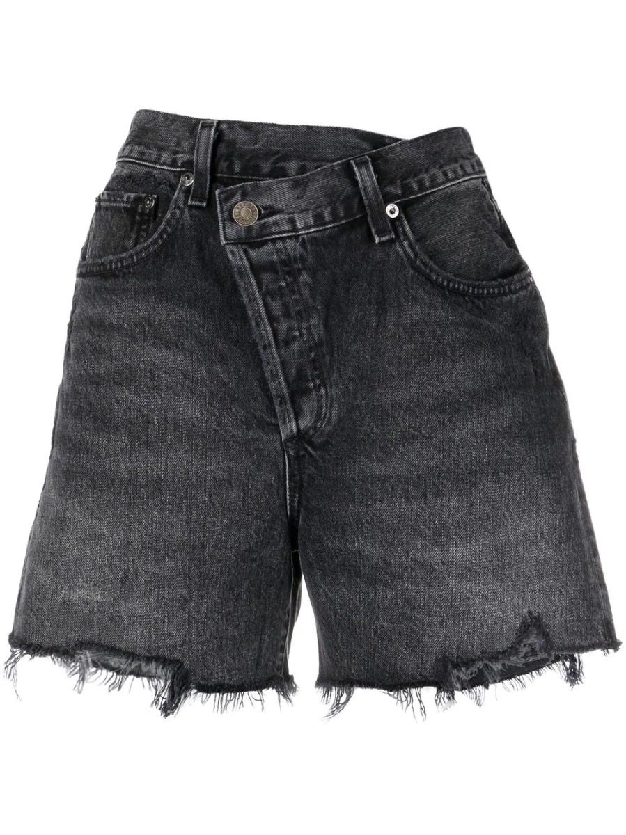 AGOLDE BLACK ASYMMETRIC SHORTS