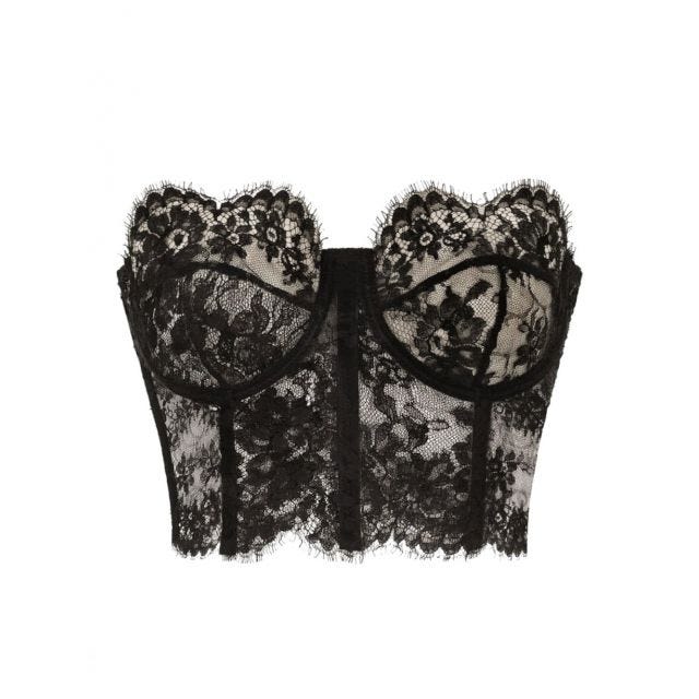 Top nero bustier in pizzo