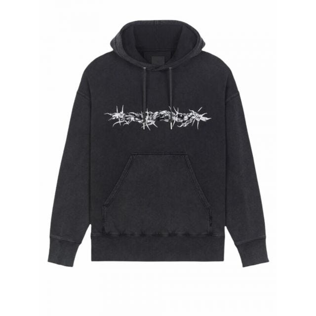 Black Givenchy Barbed Wire oversized hoodie