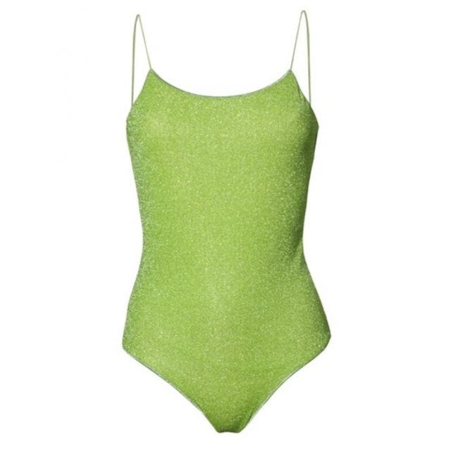 Green Lumière spaghetti-strap glitter swimsuit