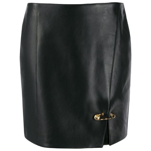 Black Safety Pin nappa leather skirt