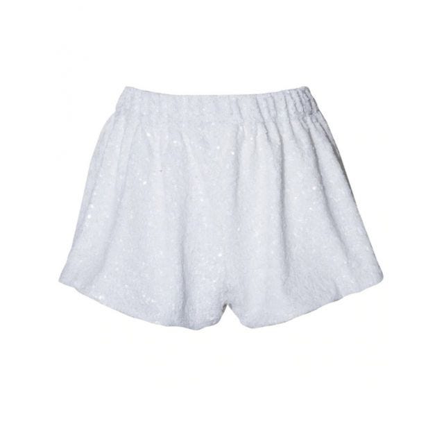 Shorts con paillettes bianchi