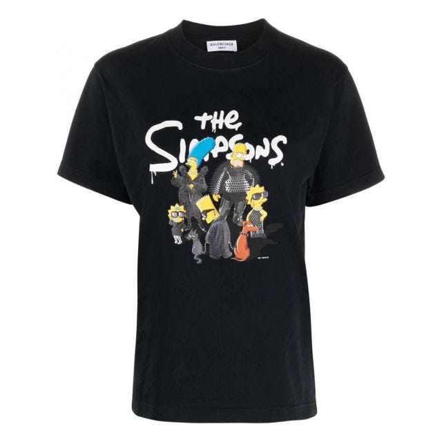 T-shirt nera The Simpson x Balenciaga