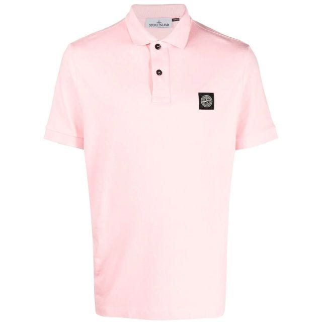 Pink chest logo-patch detail polo shirt