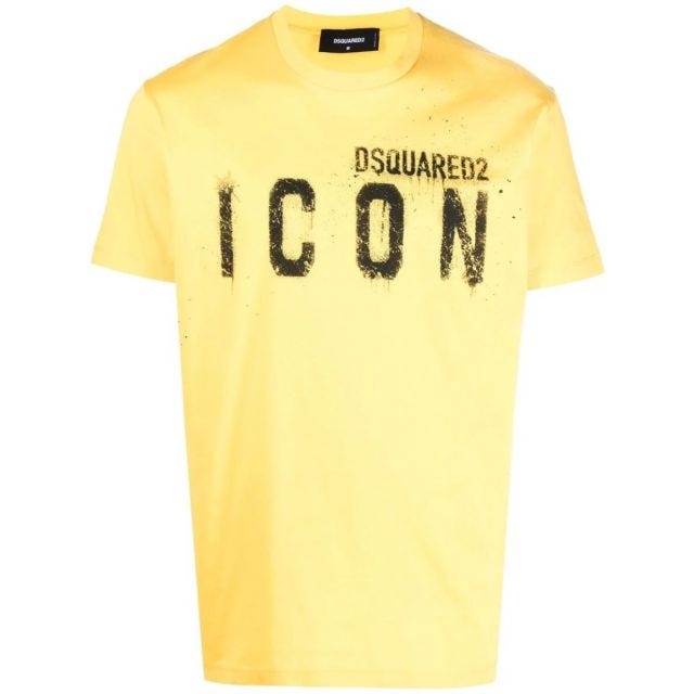 Logo print yellow T-shirt