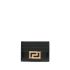 Black card holder with gold logo plaque