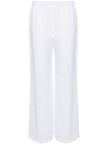 Pantaloni dritti in lino bianco