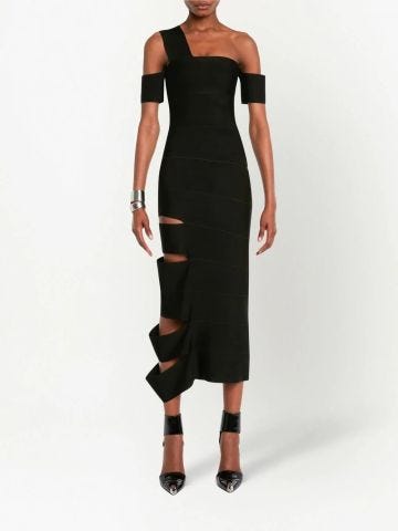 Black midi dress with cut-out details