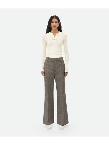 Viscose and silk flared trousers