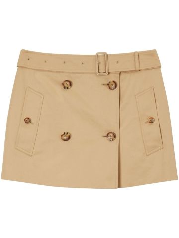 Gabardine Trench cotton miniskirt