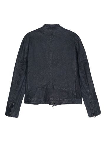 Faded-effect leather jacket