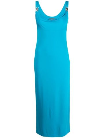 Light blue midi dress with Medusa details