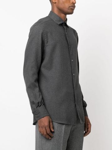 Camicia grigia cotone-cashmere