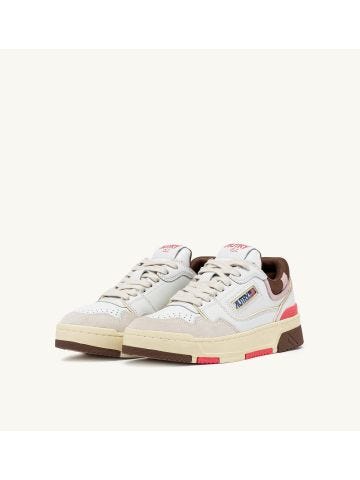 Clc low sneakers in white brown and pink leather