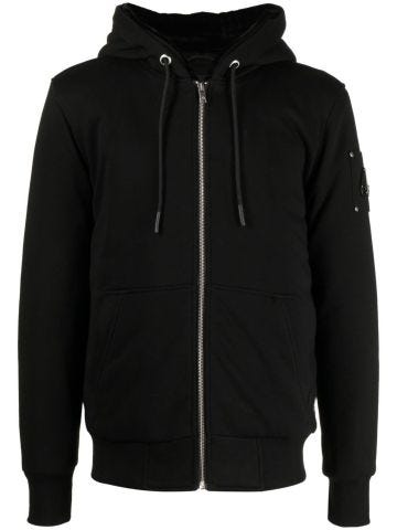 Black hooded sweatshirt