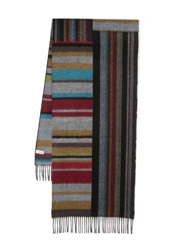 Striped fringed scarf