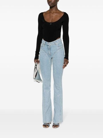 Flared jeans with rhinestones