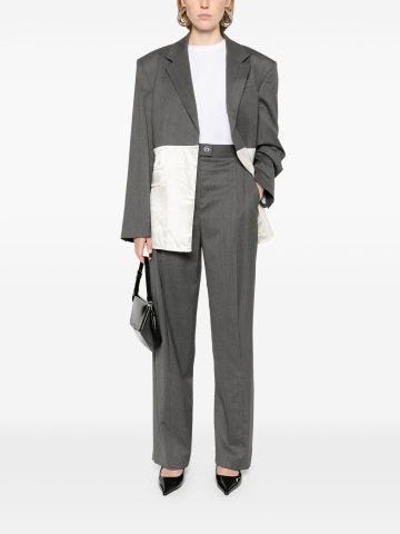 Grey trousers with front slit