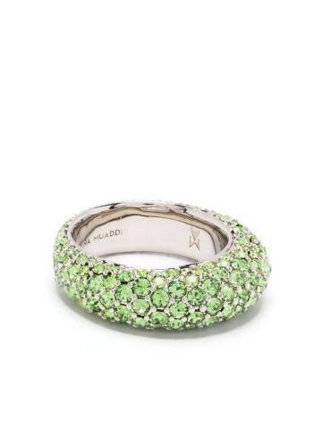 Ring with green crystals