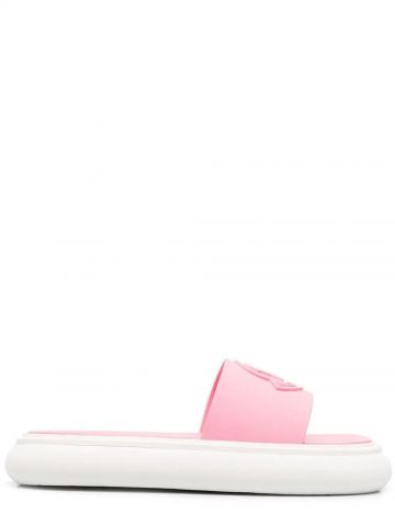 Sandali piatti Slyder rosa con logo inciso
