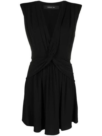 Black V-neck short dress