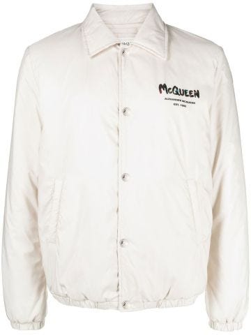 White printed bomber jacket